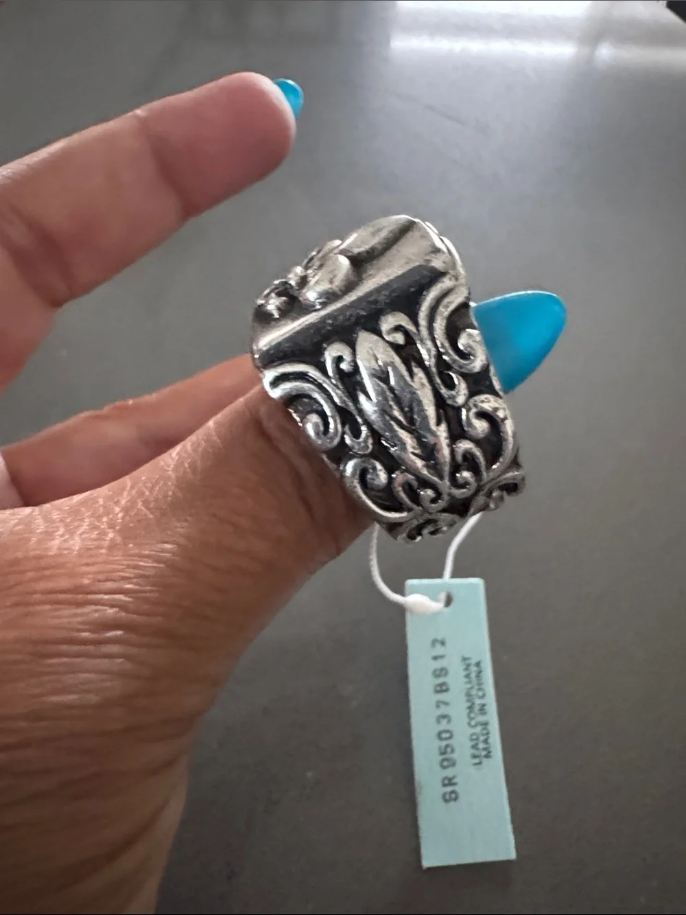 Sigma Gothic Antiqued Silver Fleur-de-Lis Men's Statement Ring size 12